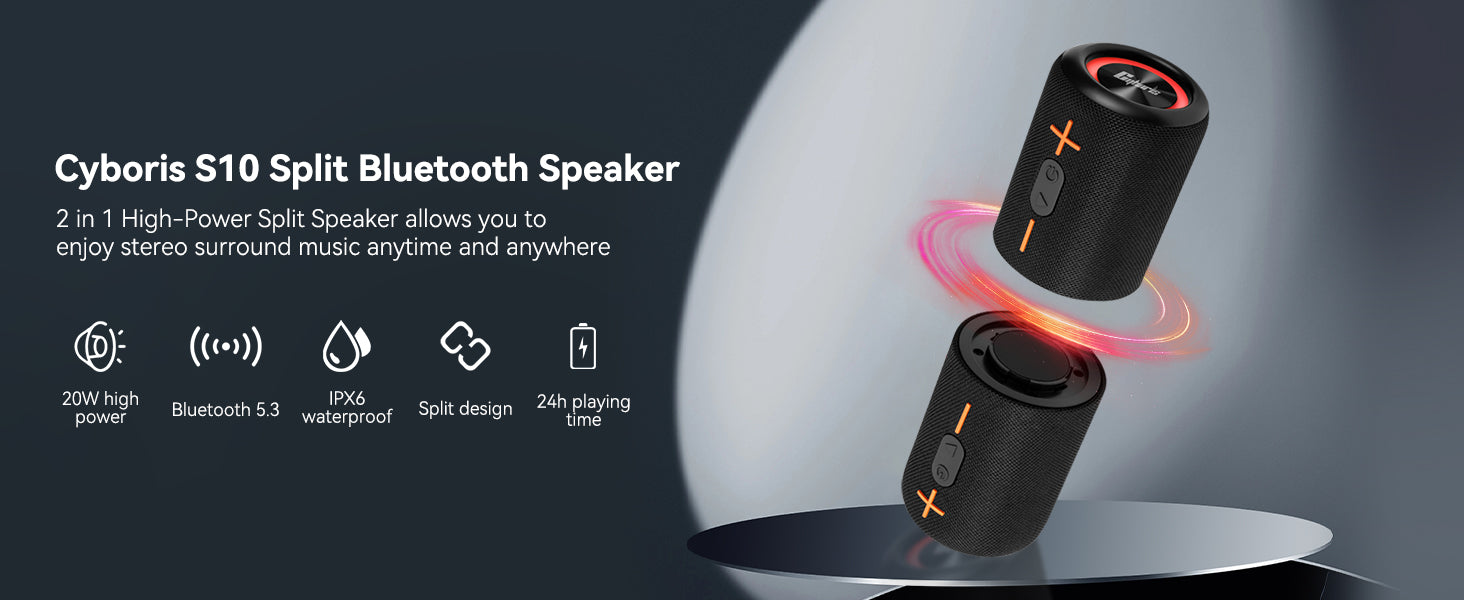 Cyboris S10 2 in 1 Portable Split Bluetooth Speaker