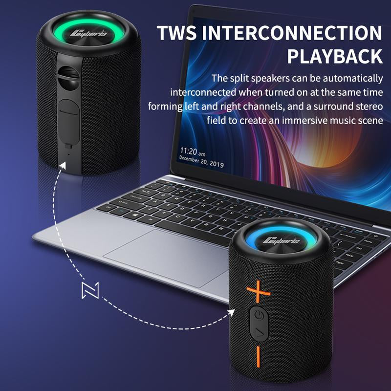 Cyboris S10 2 in 1 Portable Split Bluetooth Speaker Portable Subwoofer, 20W High Volume Stereo, IPX6 Waterproof, Smartphone Audio Cyber Black Home Theater Surround Full Bass Bluetooth Speaker Speaker